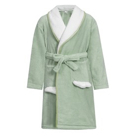 JiAmy Girls' Coral Fleece Bathrobes with Hood Cuddly Flannel Cuddly Soft Children's House Coats Sleepwear Pyjamas for 4-12 Years, Green