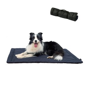 GNarbor Travel Dog Bed, Portable Waterproof Anti-Slip Dog Camping Bed Mat with Carry Handles for cat, Dog, or Other pet, Machine Washable, 36 * 23” Dark Blue