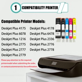 682XL Ink Cartridges Compatible for HP Deskjet Plus 4175 4178 6078 6478 1216 2336 2775 2776 2777 2778 2779 Printer High Yield Replacement Refill Combo Pack, Combination Package × 2, normal