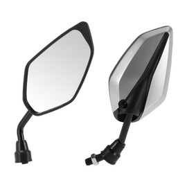 HOPESPANNER Universal Motorcycle Rear View Mirrors Adjustable Bar End Side Mirrors Mount Iron Plastic 1 Set Silver Tone M10 Leaf Shape