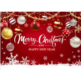 CHAIYA 8x6ft Red Christmas Backdrop Merry Christmas Party Backdrop Christmas Backdrops for Photography New Year Xmas Eve Party Decoration Banner