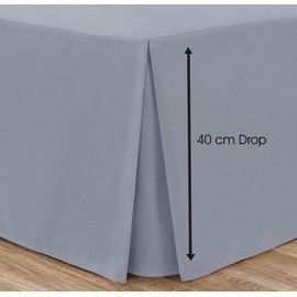 Linen Home Box Pleated Base Valance Sheet Grey Single Bed Skirt Valance Sheets, Soft Brushed Microfibre, Easy Care Non Iron (Single, Grey)
