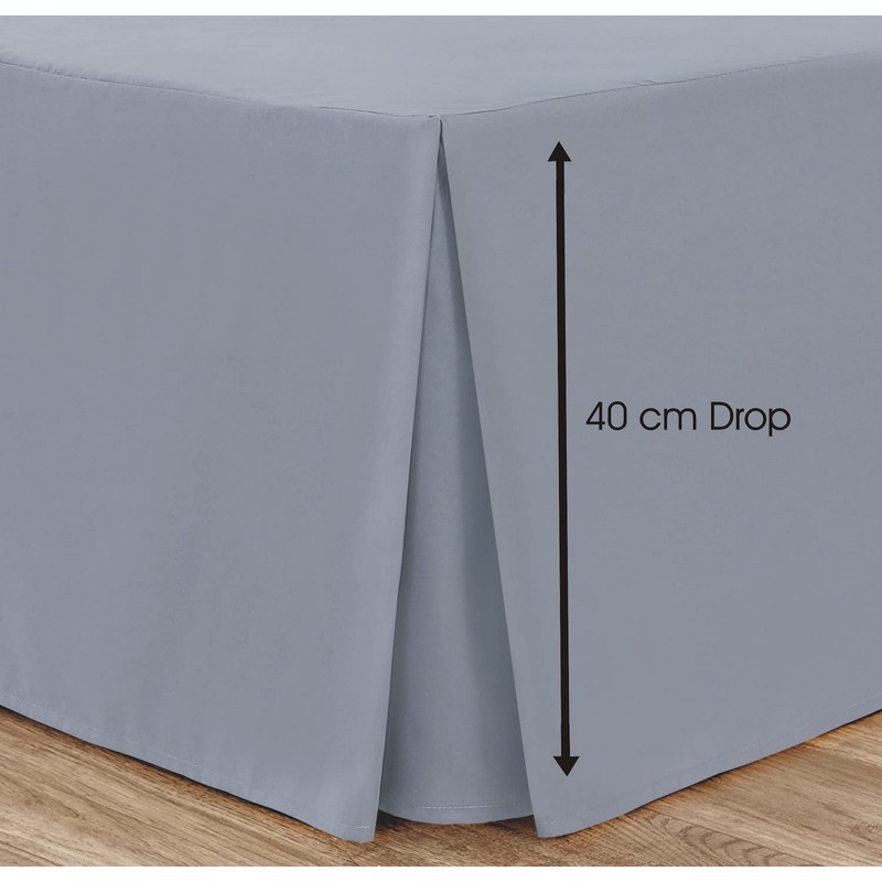 Linen Home Box Pleated Base Valance Sheet Grey Single Bed