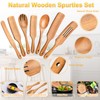 Spurtles Kitchen Tools Wooden, 7Pcs Wooden Spoons for Cooking, Natural