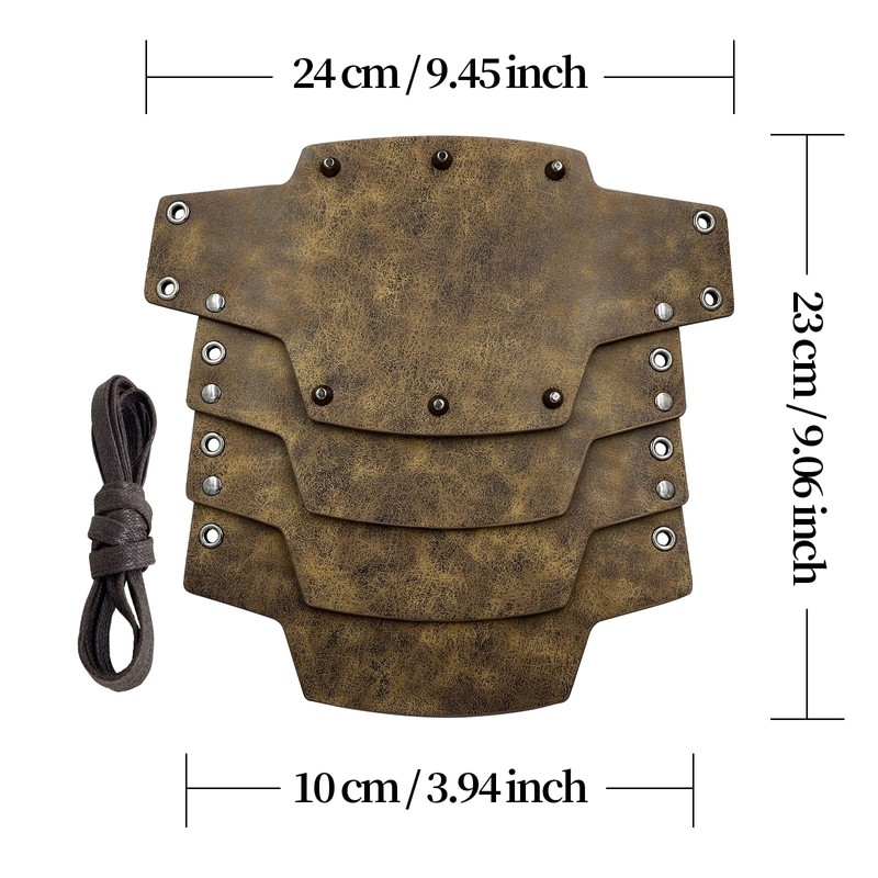 HiiFeuer Medieval Faux Leather 4-Layer Armbraces Armor, Medieval Mercenary Warmers,
