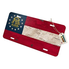 GRAPHICS & MORE Rustic Distressed Georgia State Flag Novelty Metal Vanity Tag License Plate