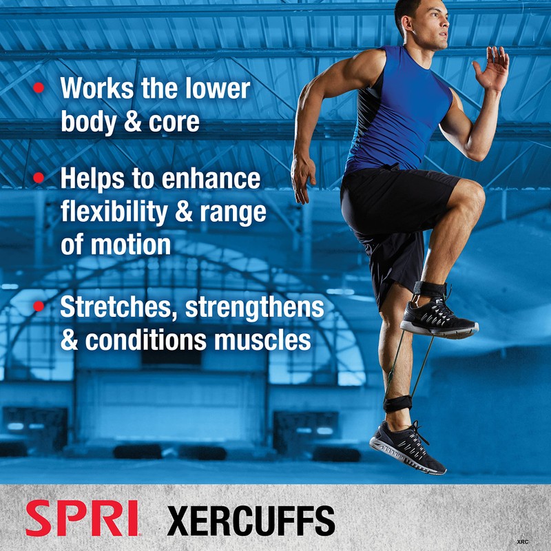 SPRI Xercuff Leg Resistance Band Exercise Cord with Non-Slip Padded