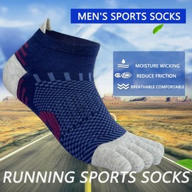 Kevaler Mens Toe Socks Cotton Sports Running Athletic Socks Ankle Low Cut Five Finger Crew Socks Sweat Wicking Quick-dry Breathable Soft UK 7-10 (5 Pairs)