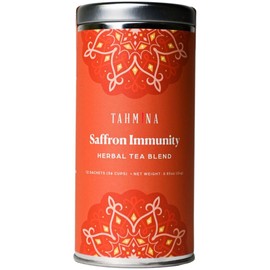Tahmina Saffron Immunity Caffeine Free Tea: Calming Turmeric and Ginger with Afghan Saffron, 12 Biodegradable Pyramid Tea Bags, Makes 36 Cups of Tea (1 Pack)
