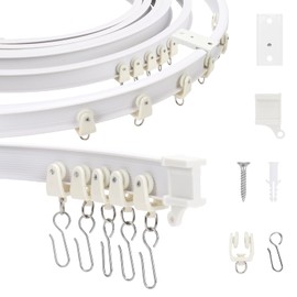AIDUCHO Guida per tende flessibile e pieghevole, con ruote mute, sistema di binari per divisori, tenda da doccia, camera da letto, balconi, ospedale (Montaggio a Soffitto, 2M)