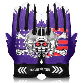 BRAMASOLE Football Gloves Youth Adult Pro 3.0 Upgrade Ultra Stick Palm Receivers Flexible Silicone High Grip Receiver Glove for Kids Boys Men Women (Purple, Youth Large)