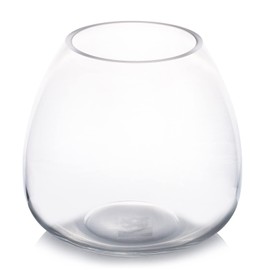 Enova Floral Clear Dome Shaped Terrarium Bowl Glass Vase, H 6.50" W 3.5" L7.5 Clear Round Fish Bowl Flower Vase for Desktop Decor (1 Piece)
