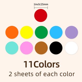Yeachlaing 1" Round Colored Dot Stickers Labels - 11 Assorted Colors,660 Pack