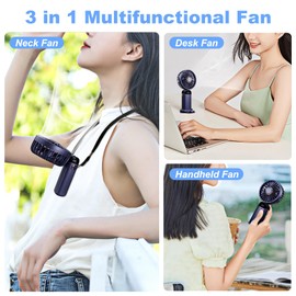 Ventilador de mano portátil, mini ventilador tipo C recargable, ventilador de 4000 mAh con visualización LED, plegable de 90°, viento de 5 velocidades, ventilador personal 3 en 1, ventilador de