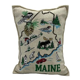 Balsam Fir Pillow, Everything Maine Embroidered Design, 5x7, Great Gift for Christmas, Real Fir Needles, Maine Made Gifts