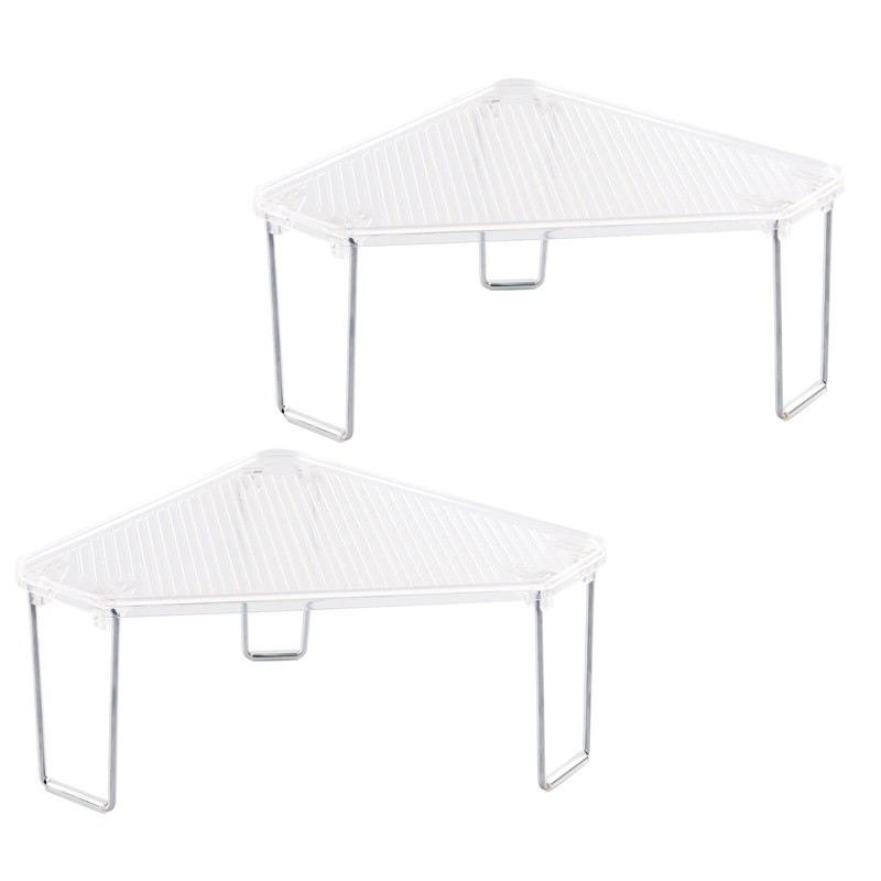 mDesign Plastic/Steel Corner Stackable Rack, Storage Organizer Shelf for Bathroom,