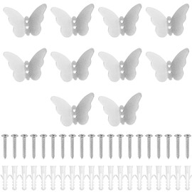 kebitedamai 10 Pcs Butterfly Coat Hooks for Wall Hooks for Hanging Coats, Heavy Duty Metal Door Hooks Hangers Wall Mounted, Bathroom Hooks for Hanging Clothes Backpack Towel Hat Hooks(Silver)