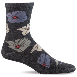 Sockwell Women's Big Bloom Crew Sock, Charcoal - M/L