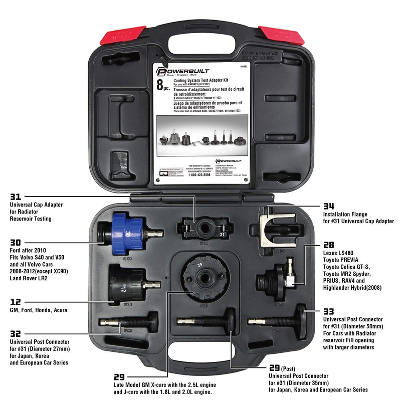Powerbuilt Cooling System Adapter Set, 8 Piece, Cooling System Pressure