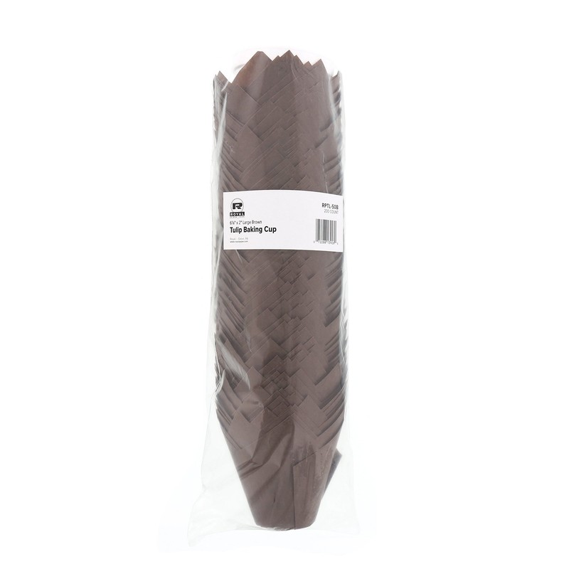 Royal Brown Tulip Style Baking Cups, Large, Sleeve of 200,