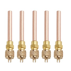 5PCS HVAC Repair Access Valve with Built-in Valve Core,Copper HVAC Access Tools Valves with 1/4" OD & 1/4" SAE Thread & 1.76" Valves Stem,Thickened Car Accessories AC Tools