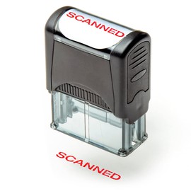 Self Inking Rubber Stamp, Refillable Red Ink Preinstalled - 1.4" x 0.51" X (35 x 8mm) (Scanned)