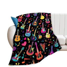Guitar Blanket Gifts for Girls Boys Soft Warm Plush Musical Guitar Throw Blanket Flannel Fleece Fuzzy Electric Guitar Music Blanket for Lovers Kids Bed Couch Living Room Decor 50"X40"