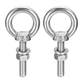 sourcing map Lifting Eye Bolt, 2 Sets M5x25mm Eye Bolt with Nut Washer 304 Stainless Steel Shoulder Lifting Ring Eye Bolt for Hanging Item