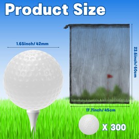 Coopay 300 Pack Practice Golf Balls, 42mm Plastic Golf Training Balls with a Drawstring Bag Hollow Sports Limited Flight for Swing Practice Driving Range Backyard Home Indoor Outdoor Use (White)
