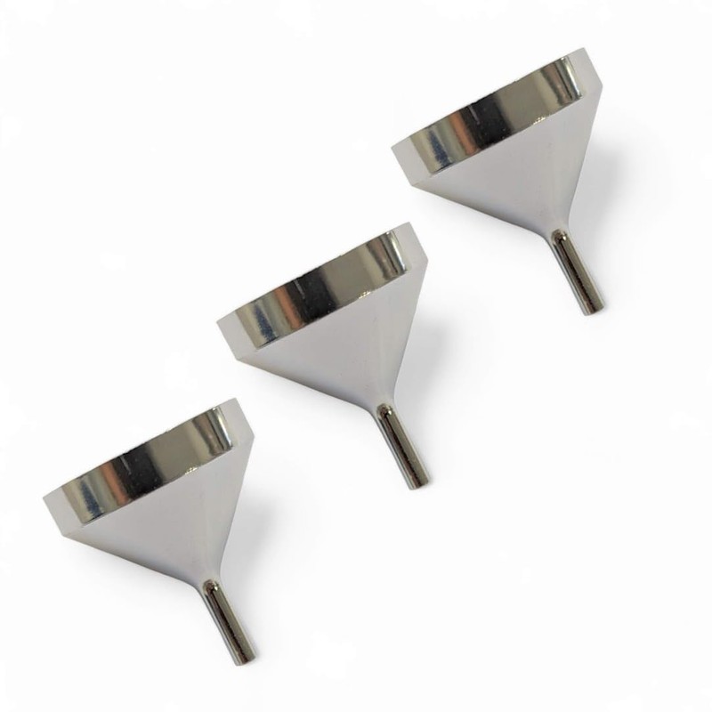 3 x Silver Small Metal filling funnels, Mouth Diameter 2.5cm