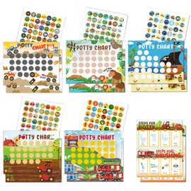 Potty Training Chart for Toddler 17 PCS Self-Care Training Sticker Chart Potty Reward Chart with 252 Stickers Potty Training Sticker Chart