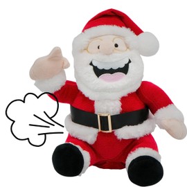 4E's Novelty Farting Santa Claus 8 Inch Talking Animated Christmas Plush Toys for Kids 8" Funny Christmas Stuffed Animals Gag Gifts for Boys Girls Teens White Elephant Gift