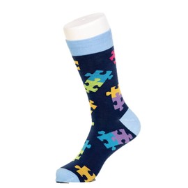 Puzzle Pieces Fun Men's Crew Socks Fits Shoe Size 7-12