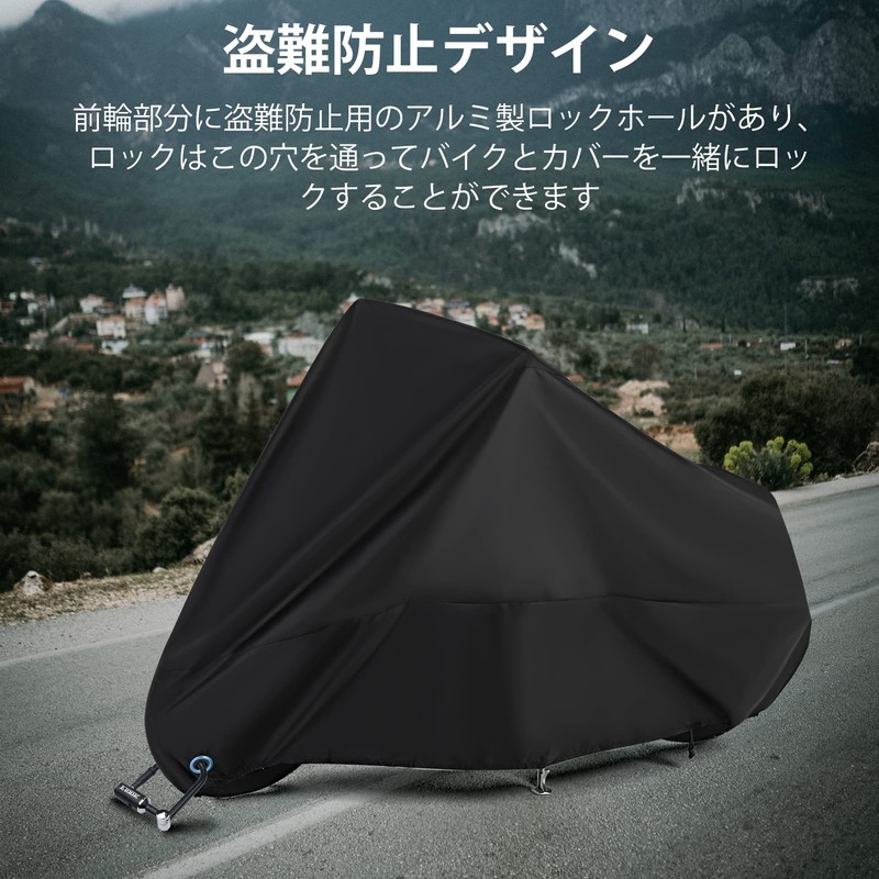 Motorcycle Cover, 210D Thick, Waterproof, UV Protection, Anti-Theft, Windproof, Portable,