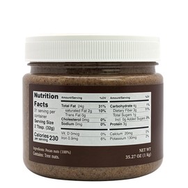 Nutural World - Smooth Pecan Nut Butter 35 Oz (1kg) - 100% single ingredient | Great Taste Award Winner
