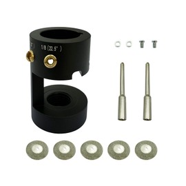 Aluminum Tungsten Electrode Grinder TIG Welding Tool with 4 Cut-Off Slots Multiple Angles and Offsets, Horizontal Holes, 4 × Copper Screw Holes, 2 × CNC Spindles and 5× 25mm Diamond Grinding Wheels