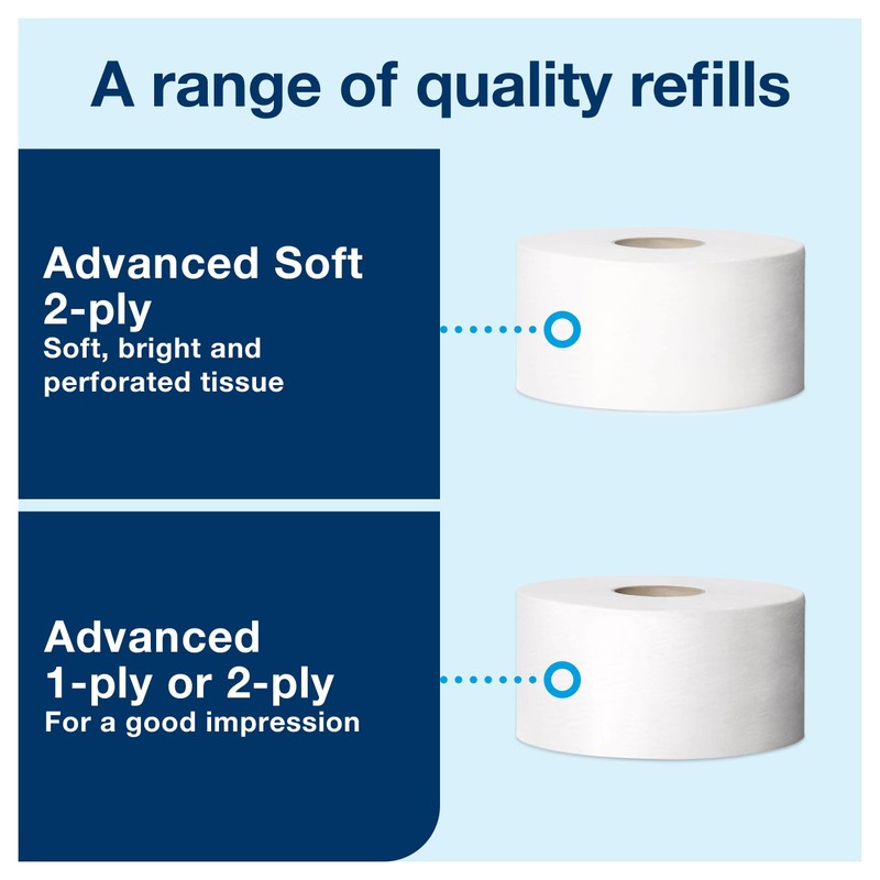 Tork Mini Jumbo Toilet Paper Roll Dispenser White T2, Modern