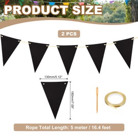 PATIKIL Pennant Banner Flags, 2 Set 16.4 Feet Triangle Banners for Birthday String Triangle Hanging Classroom Carnival Garland Outdoor Party Bunting Decorations, Black