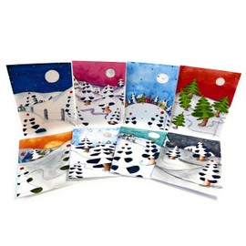 NEW from PierRo Art - New Brunswick Christmas WONDERLAND Greeting Cards with Cute and Funny Original Watercolor Paintings - Box Set #7