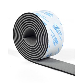 OCEANBROAD Boat Flooring EVA Foam Self-Adhesive 96''x2.4'' Faux Teak Marine Boat Decking Borders for Boats Pontoon Jon Boat Yacht Floor, Gray with Black Seam Lines