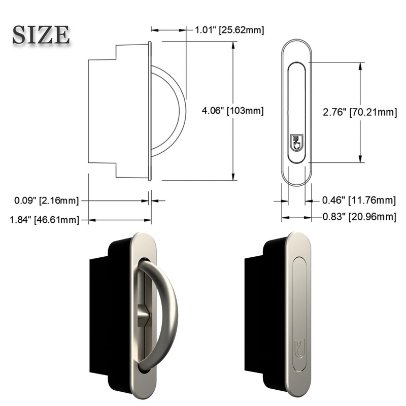 AlloyTech Pocket Door Pull Swivel Handle with Concealed Hardware and