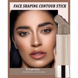 Cream Contour Stick, 2pcs Cool Toned Contour Stick Matte Finish Bronzer Stick Blendable Smooth Lightweight,Waterproof & Long Lasting Face Shaping Contouring Women Makeup for Beginners,Cruelty-free-01