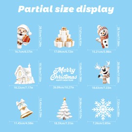 Christmas Window Stickers, 9 Sheets Xmas Window Clings Christmas Window Decal White Stereo Static Sticker for Christmas Party Display