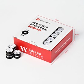 RICHWORD Prewound Bobbins, Black Cardboard Sided 144pcs Size L(SA155), 70D/2(60WT) Polyester Bobbin Thread for Embroidery and Sewing Machine, 134 Yards