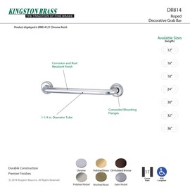 Kingston Brass DR814241 Designer Trimscape Laurel Decor 24-Inch Grab Bar with 1.25-Inch Outer Diameter, Polished Chrome