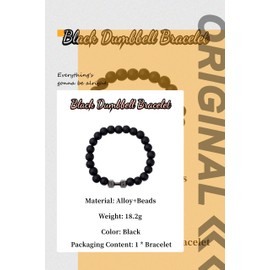 GAUEIOUR Black Dumbbell Bracelet,Volcanic Lava Elastic Natural Stone Bead Bracelet, Stainless Steel Barbell Jewelry for Fitness Men, Jewelry Gifts for Fitness Yoga Men and Women