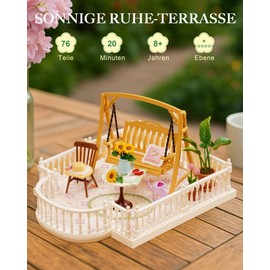Rolife DIY Miniature House Kit Model Kits for Adults to Build Home Desk Bookshelf Decoration Craft Kits for Adults Gift Idea for Girls Boys Kids (Sunny Break Terrace)