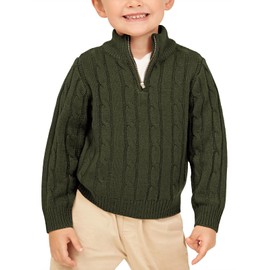 Zhaovi's Toddler Boys Girls Sweater Twisted Knit Cable 1/4 Zip Sweaters Outfit Baby Winter Long Sleeve Warm Soft Outwear Army Green