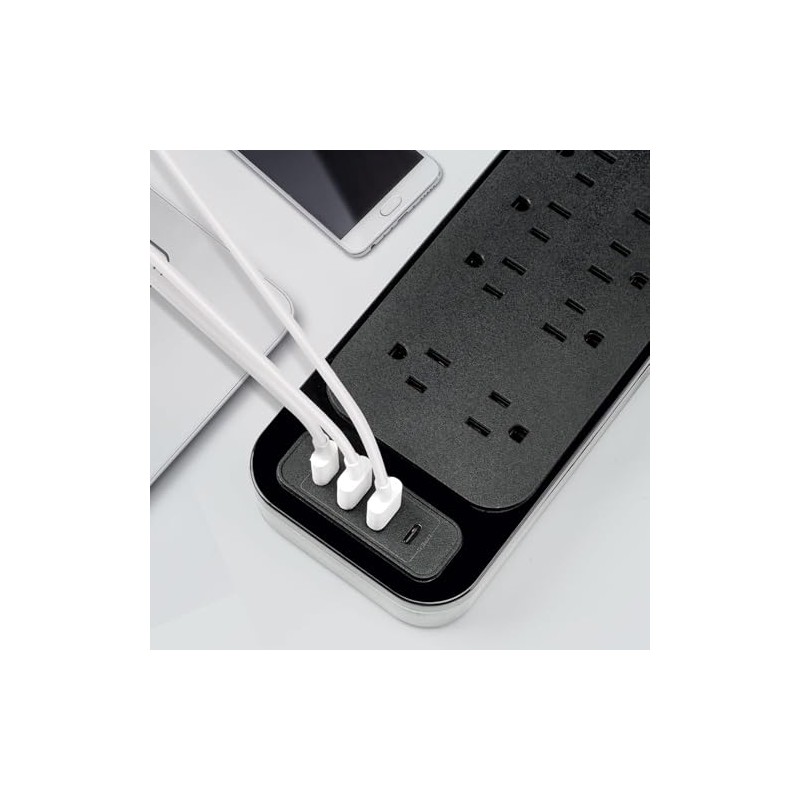 Sozomo Enchufe Plano,Multicontacto Regleta Extension Electrica con Protector Supresor de