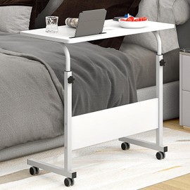 SDHYL Mobile Adjustable Laptop Desk, Sit Stand Desk, White, Modern Style, Large Size, 31.5 Inch Workstation, Home Office, Snack Table, Student Desk